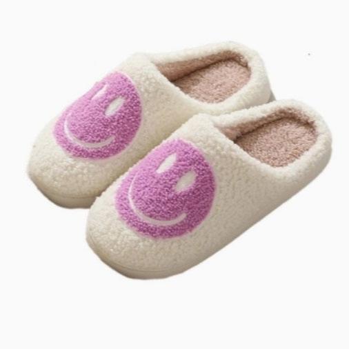 Purple Happy Face Slippers - Cozy, Fun, and Comfortable Footwear