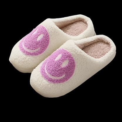 Purple Happy Face Slippers - Cozy, Fun, and Comfortable Footwear